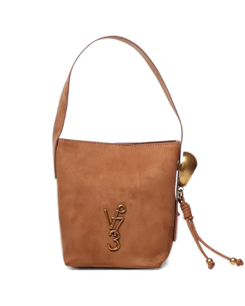 V°73 logo-plaque suede-effect shoulder bag - Braun Braun