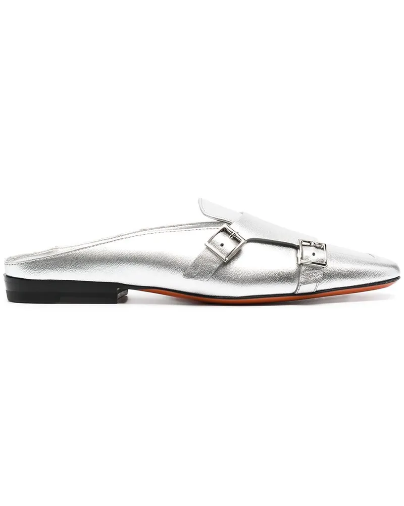 Santoni Mules im Metallic-Look - Silber Silber