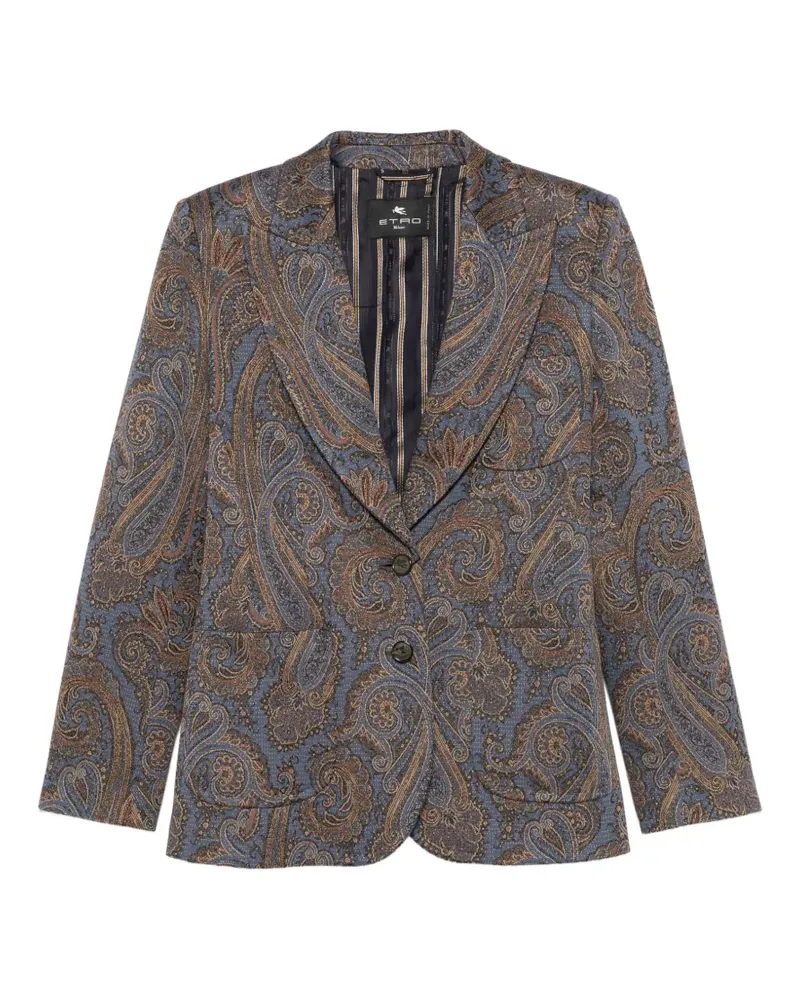 Etro Jacke mit steigendem Revers und Paisley-Print - Blau Blau