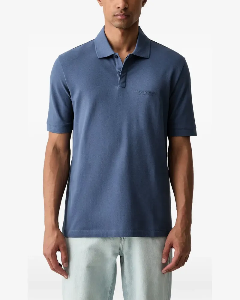 Armani Exchange logo-embroidered piqué polo shirt - Blau Blau