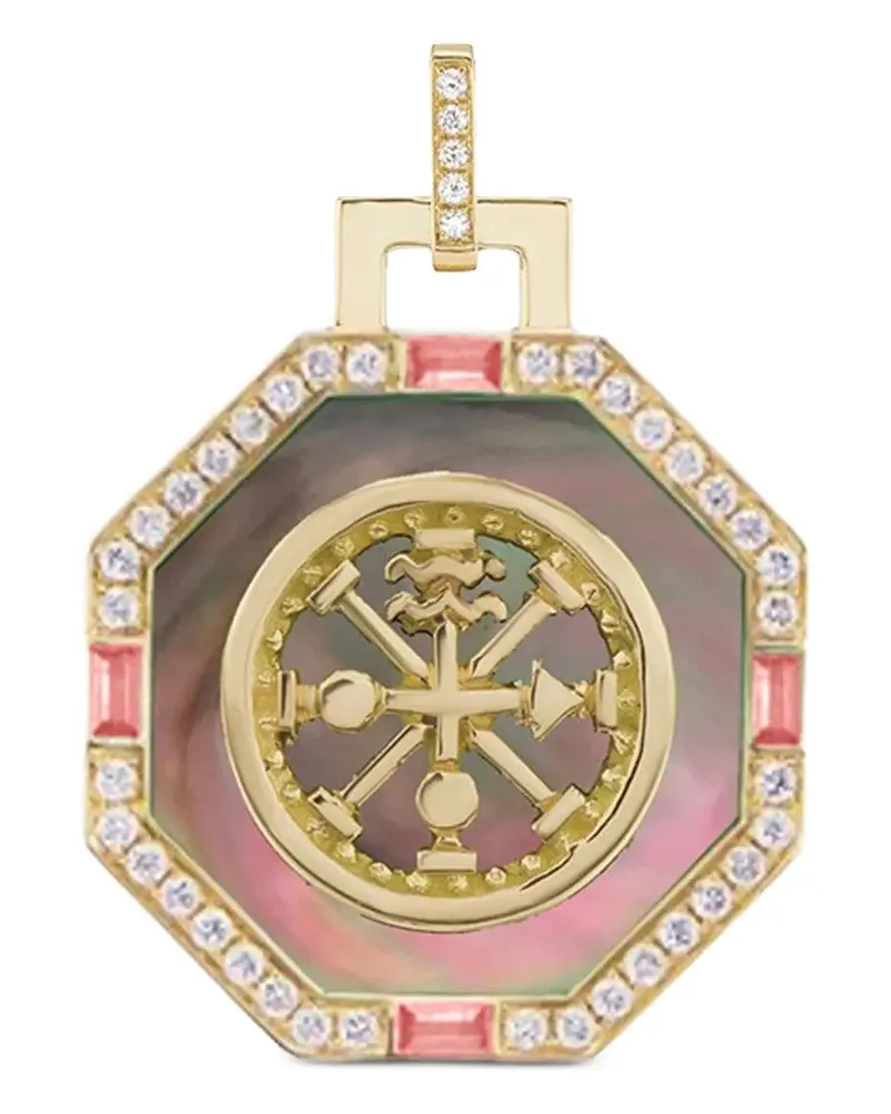 Sorellina 18K yellow gold Ruota Wheel diamond pendant Gold