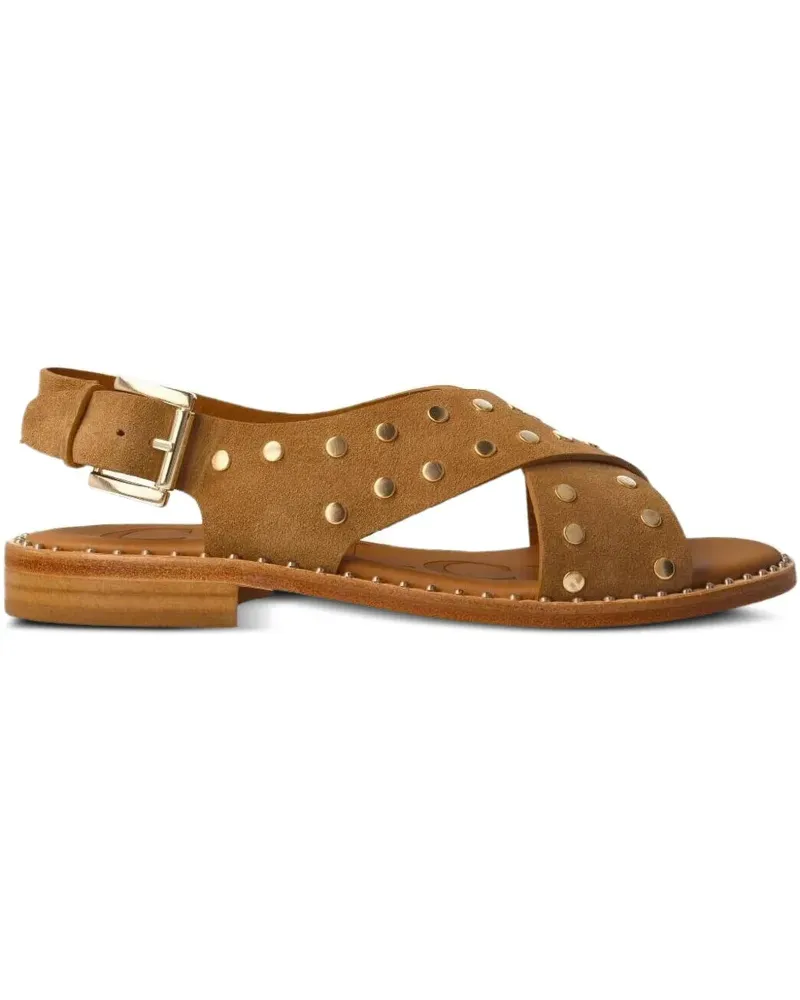 CALCE Flache  Sandalen mit überkreuzten Riemen - Braun Braun