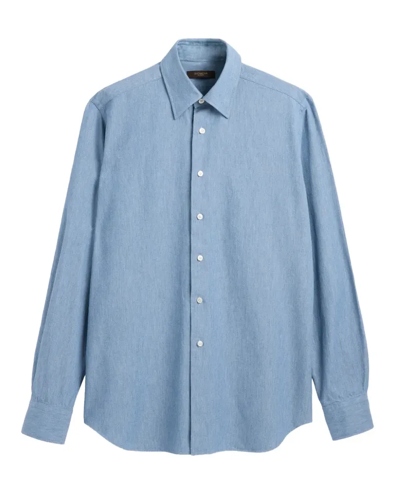 Slowear Glanshirt Hemd aus Baumwolltwill - Blau Blau