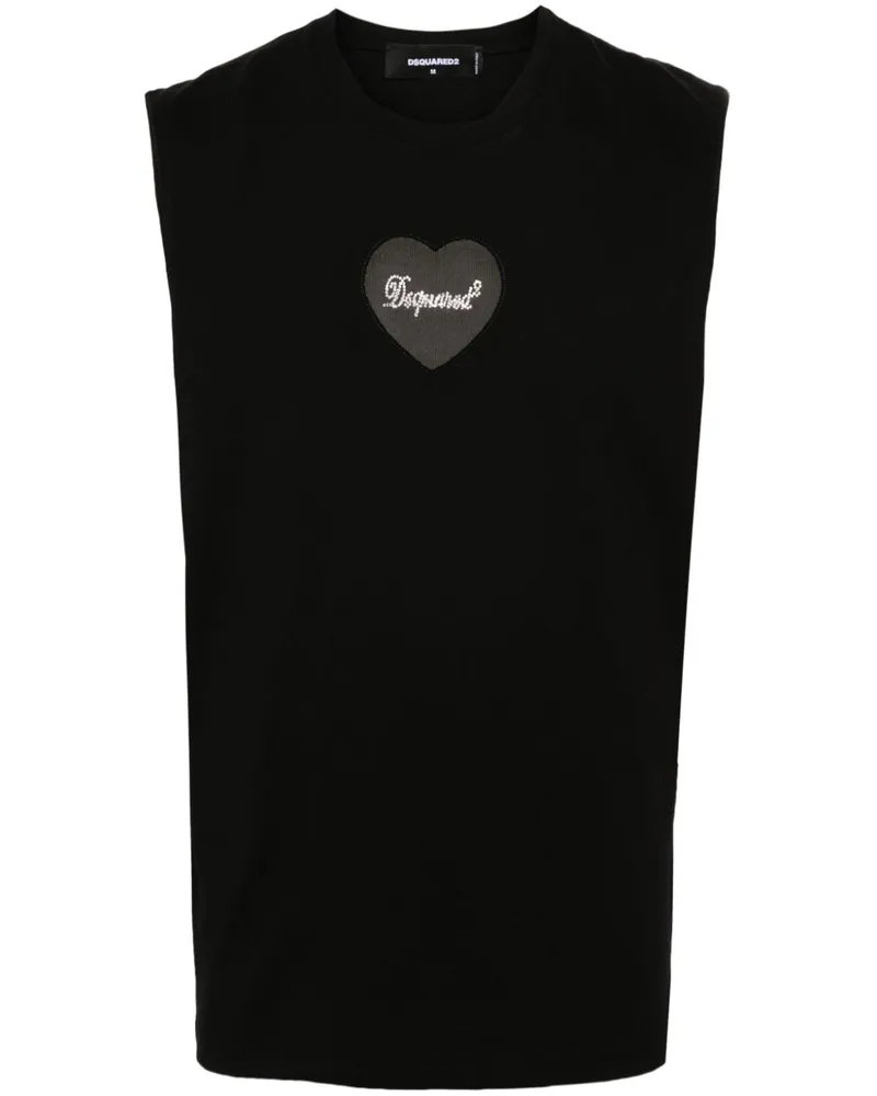 Dsquared2 Top mit Strass-Logo - Schwarz Schwarz
