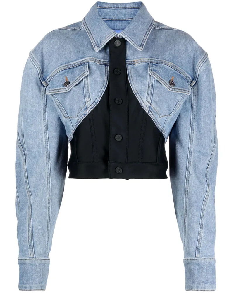 Thierry Mugler Jeansjacke mit Einsätzen Blau