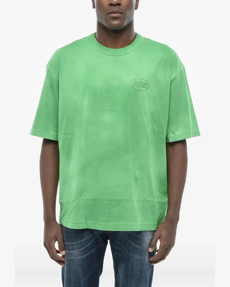 Diesel Wash-Out T-Shirt mit Logo-Print - Grün Grün