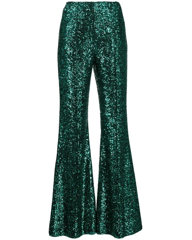 Elie Saab Schlaghose mit Pailletten - Grün Grün
