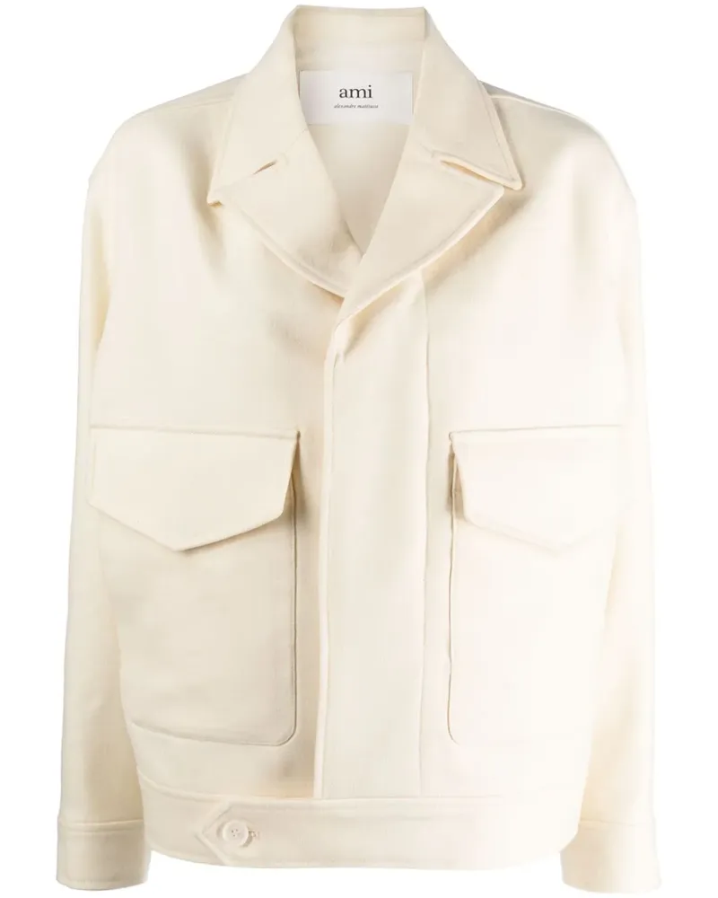 AMI Paris Jacke mit fallendem Revers - Weiß Weiß