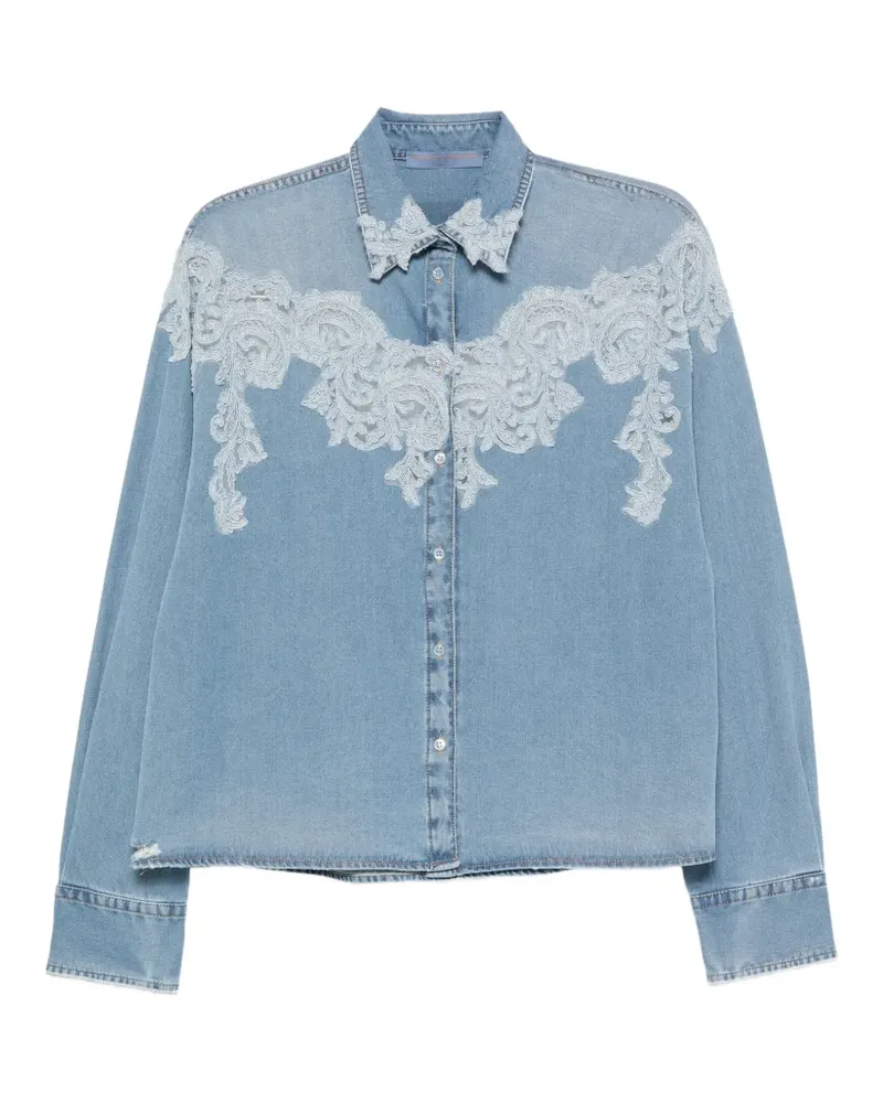 Ermanno Scervino lace-embroidery denim shirt - Blau Blau