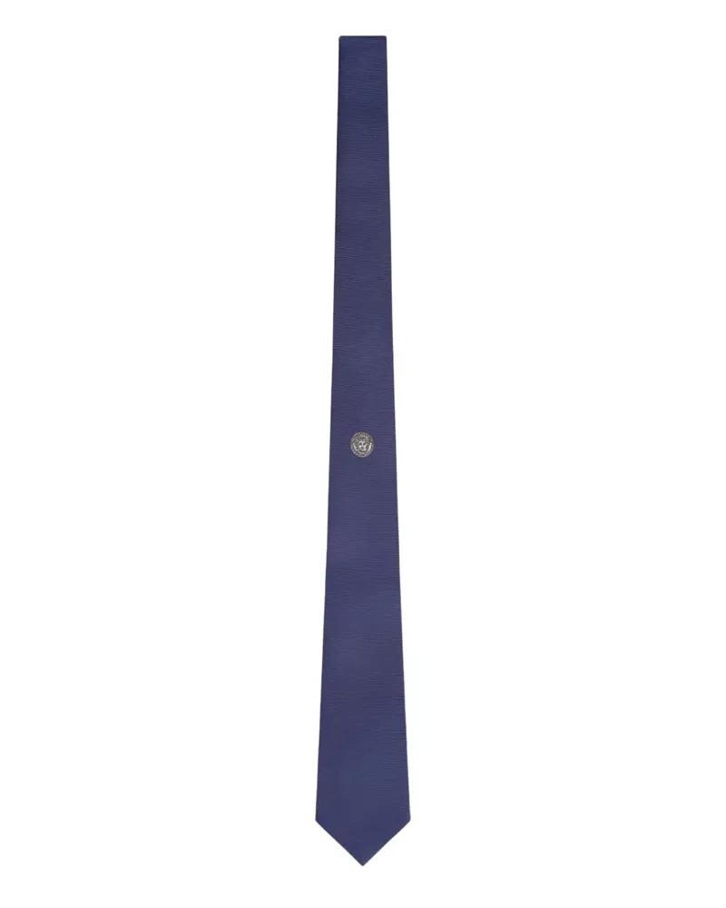 Versace Krawatte mit Medusa-Stickerei - Blau Blau