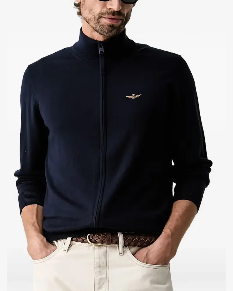 Aeronautica Militare wool zip-up cardigan - Blau Blau