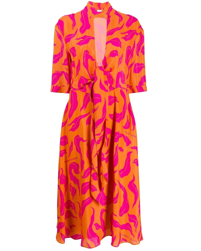 OFF-WHITE Kleid mit Blatt-Print - Orange Orange