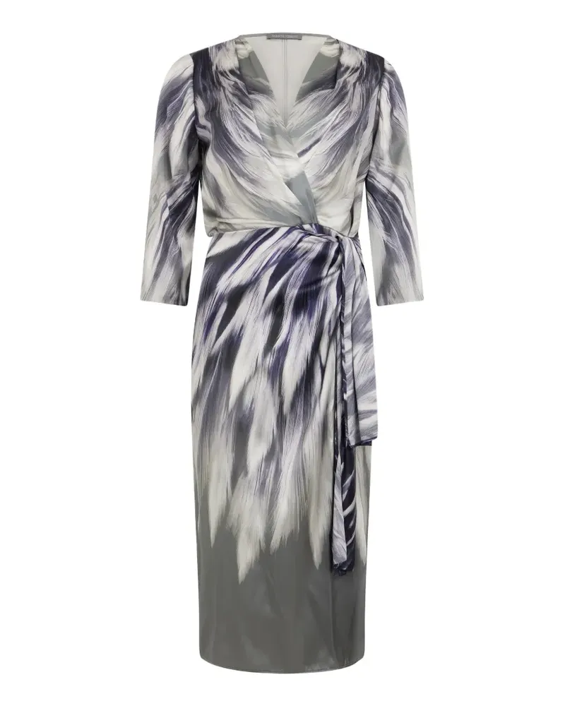 Alberta Ferretti abstract-print satin midi dress - Grau Grau