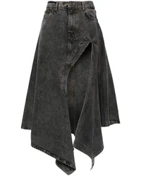 Y/PROJECT Asymmetrischer Jeans-Maxirock Schwarz