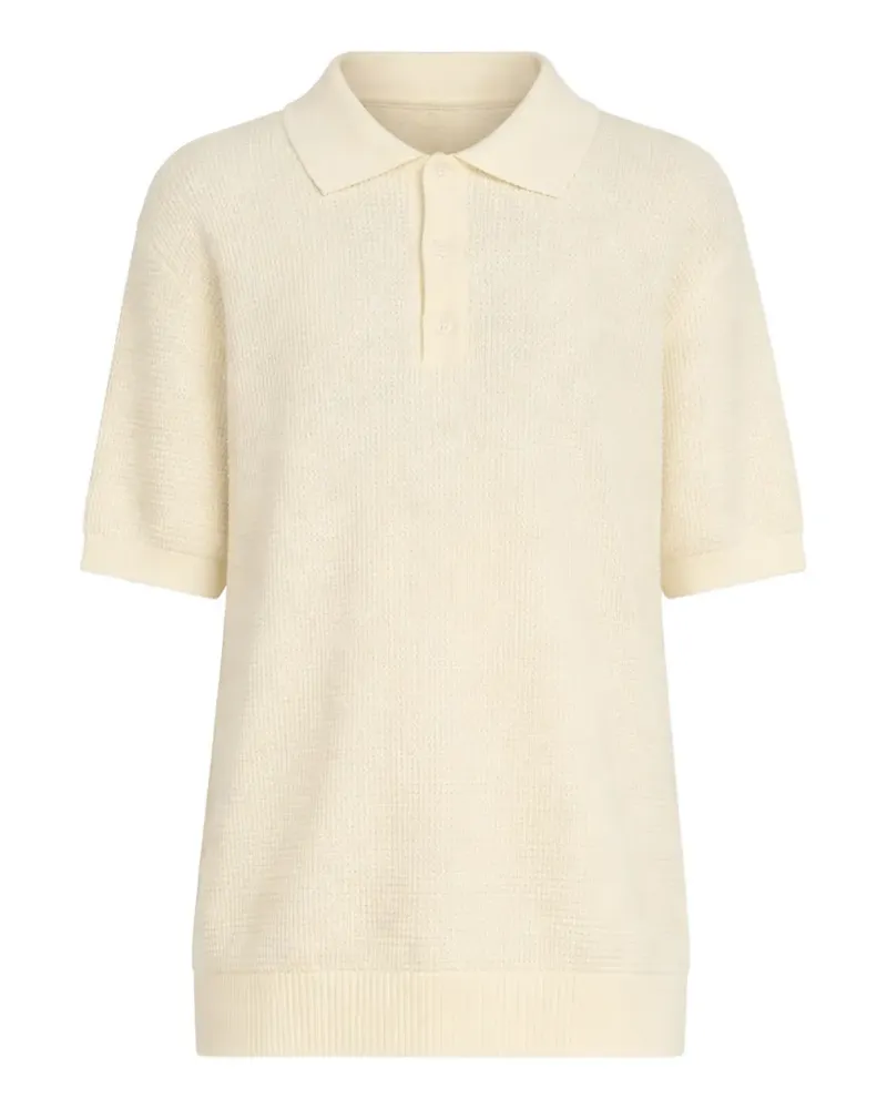 Sandro waffle-knit cotton polo shirt - Nude Nude