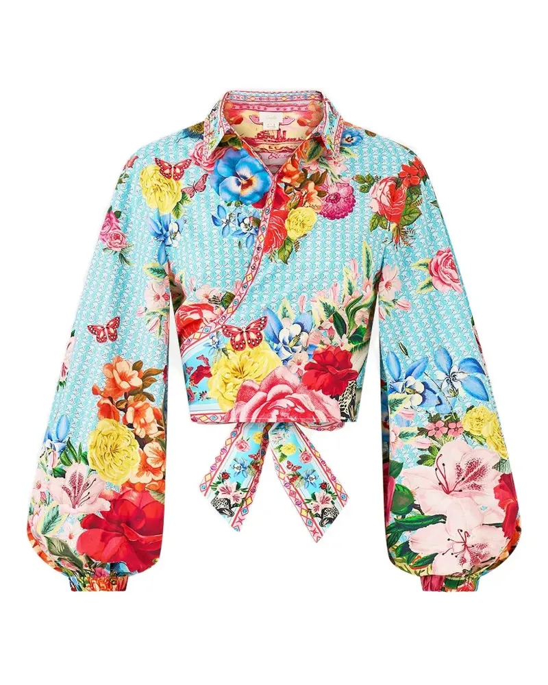 Camilla cropped wrap shirt - Blau Blau