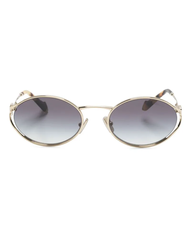 Miu Miu Sonnenbrille mit ovalem Gestell - Gold Gold