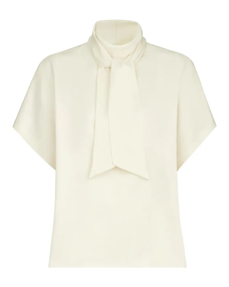 Brunello Cucinelli T-Shirt aus Seidensatin mit hohem Ausschnitt und Monili - Nude Nude