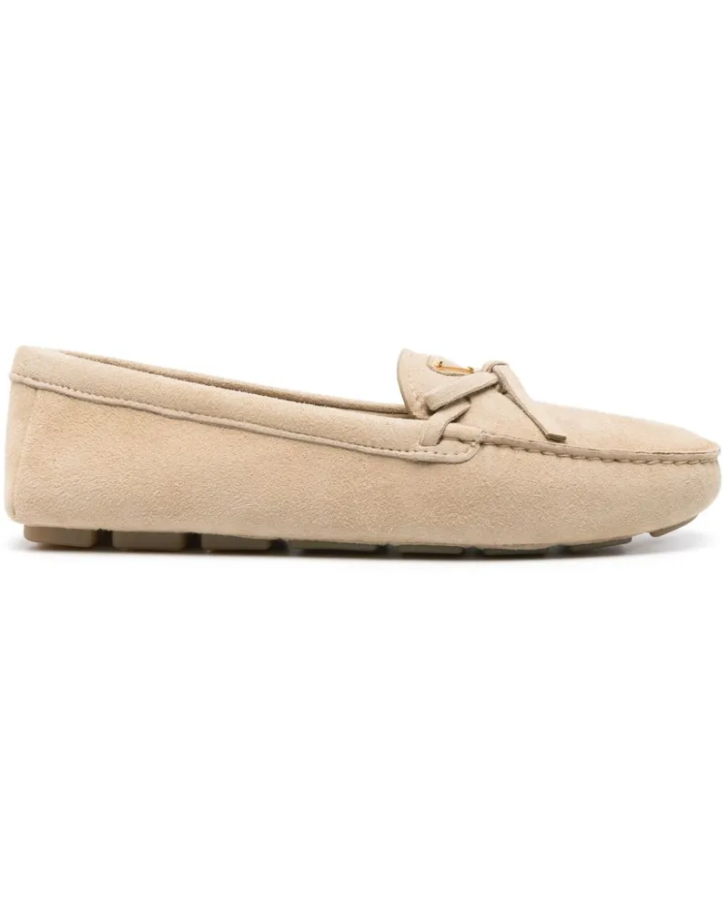 Prada Loafer aus Wildleder mit Logo - Nude Nude