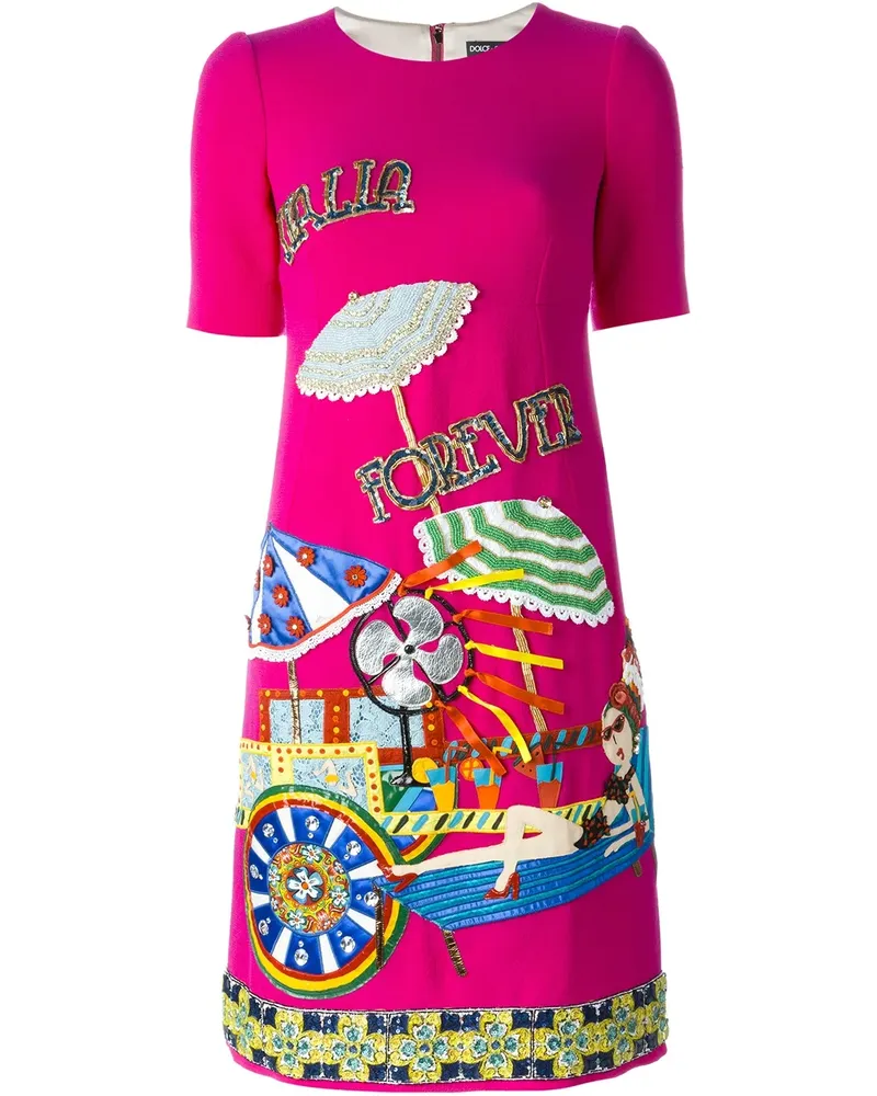 Dolce & Gabbana Kleid in A-Linie mit Verzierungen - Rosa Rosa