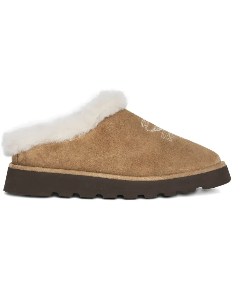 Zadig & Voltaire Bestickte Mules mit Pelzbesatz - Braun Braun