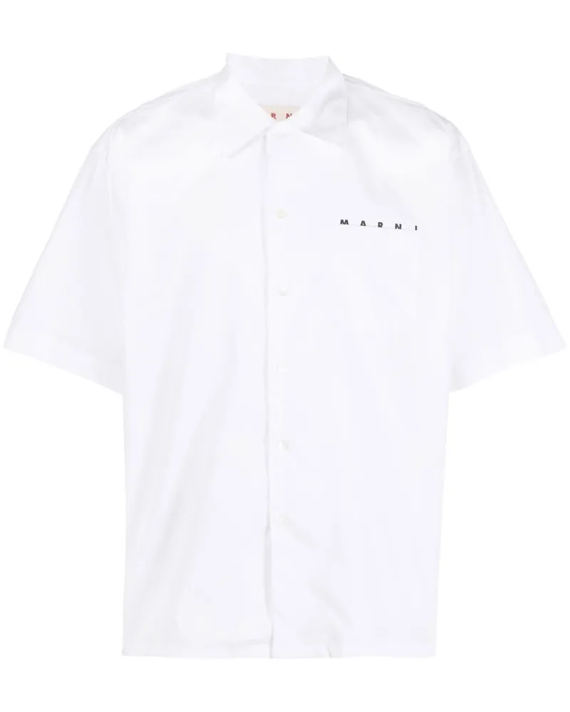 Marni Bowlinghemd mit Logo-Print - Weiß Weiß