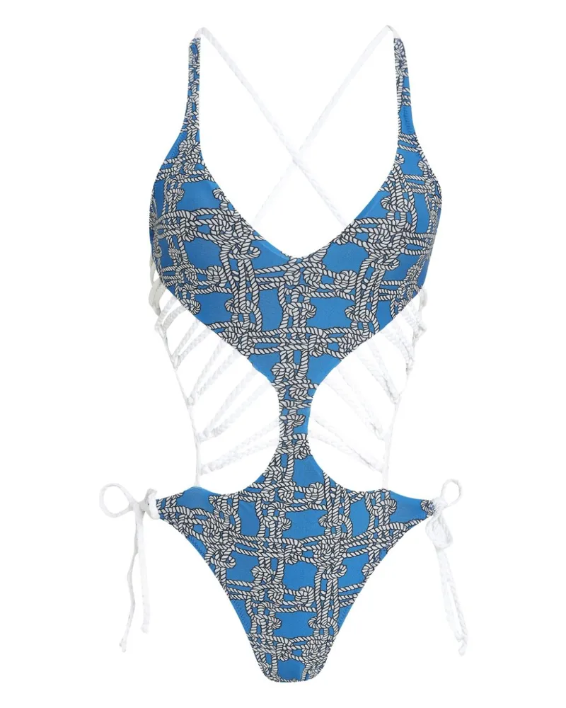 Amir Slama Badeanzug mit Kordeldetail - Blau Blau