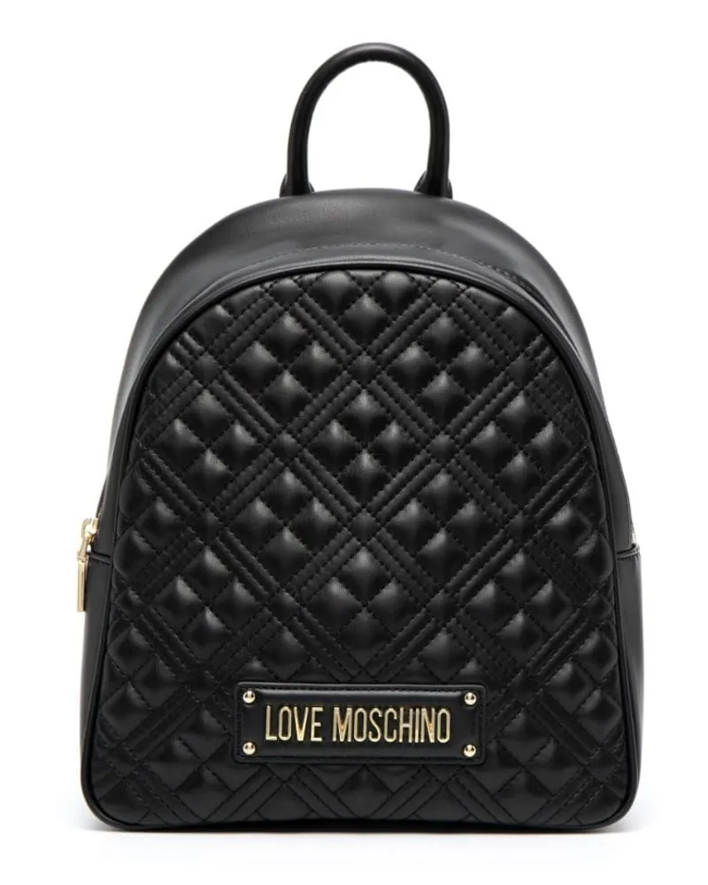 Moschino Gesteppter Rucksack mit Logo Schwarz