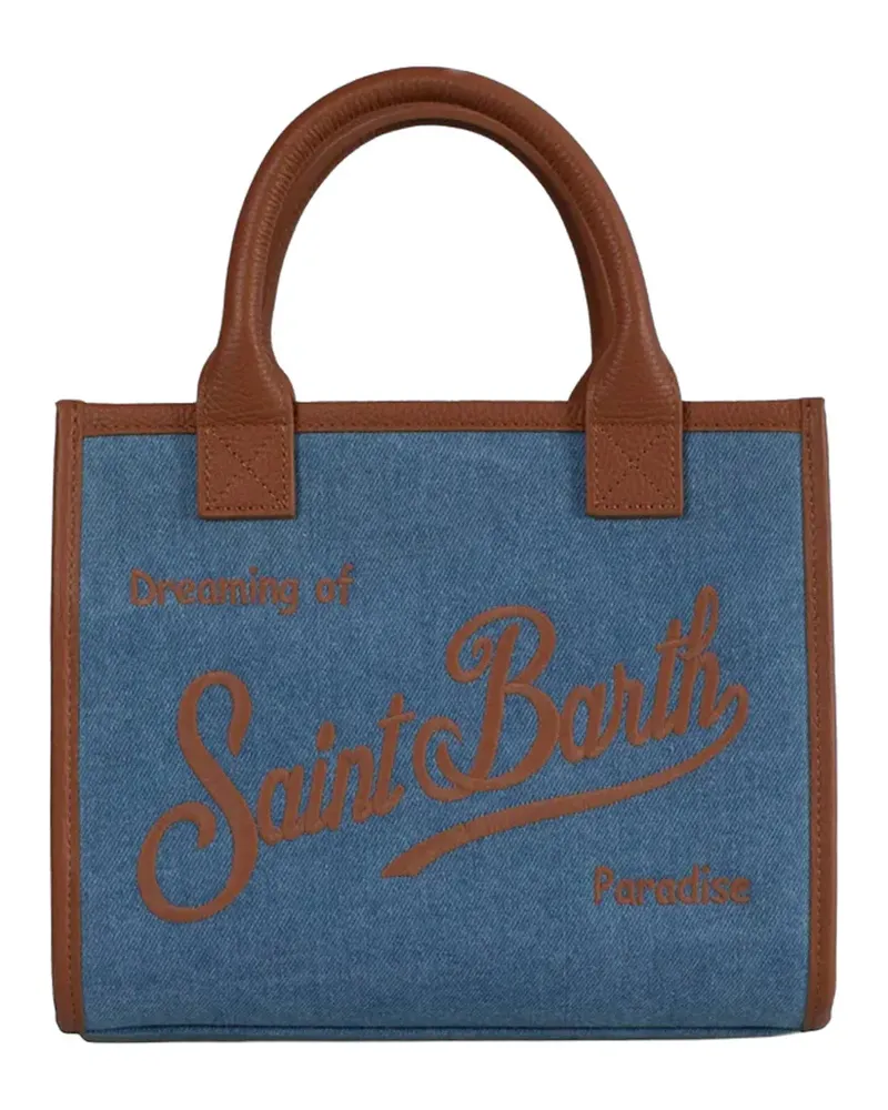 MC2 Saint Barth logo-embroidered leather-trim shoulder bag - Blau Blau