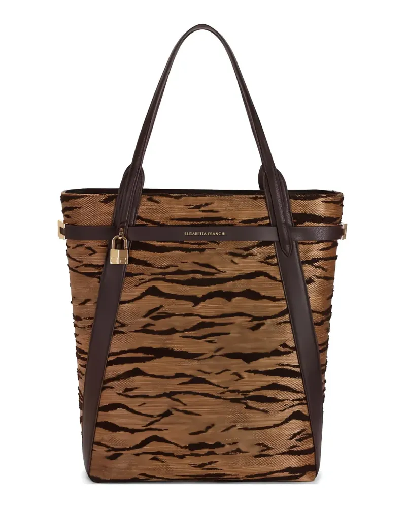 Elisabetta Franchi Schultertasche mit Tiger-Print - Nude Nude