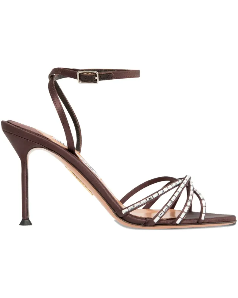 Aquazzura Sandalen aus Satin mit Kristallen - Braun Braun
