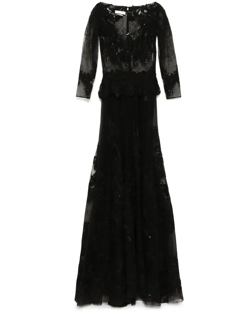 Saiid Kobeisy Besticktes Maxikleid - Schwarz Schwarz