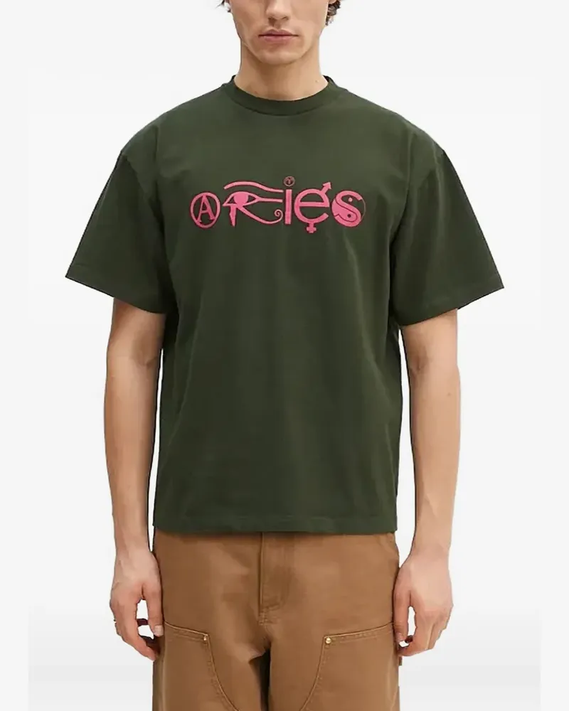 Aries T-Shirt mit grafischem Print - Grün Grün