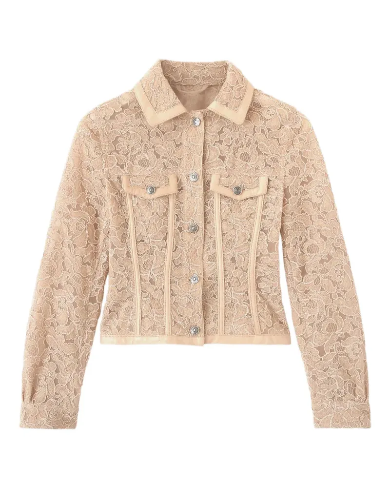 Ermanno Scervino floral-lace button-up structured jacket - Nude Nude