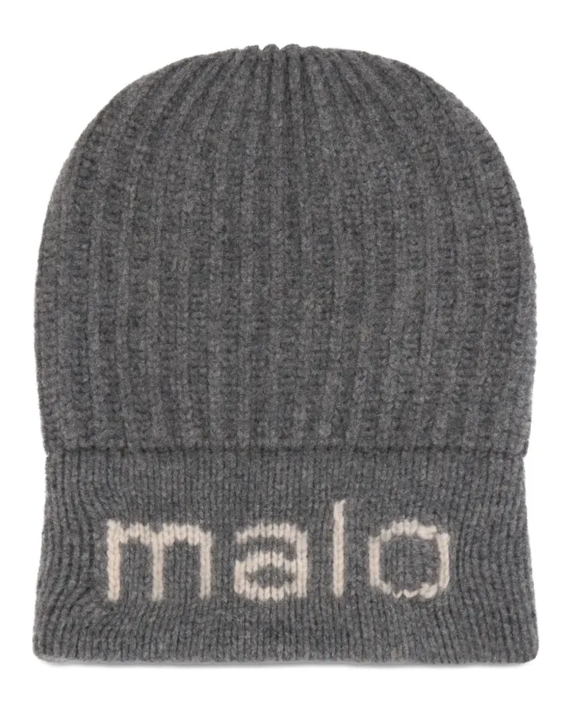 Malo ribbed logo beanie hat - Grau Grau