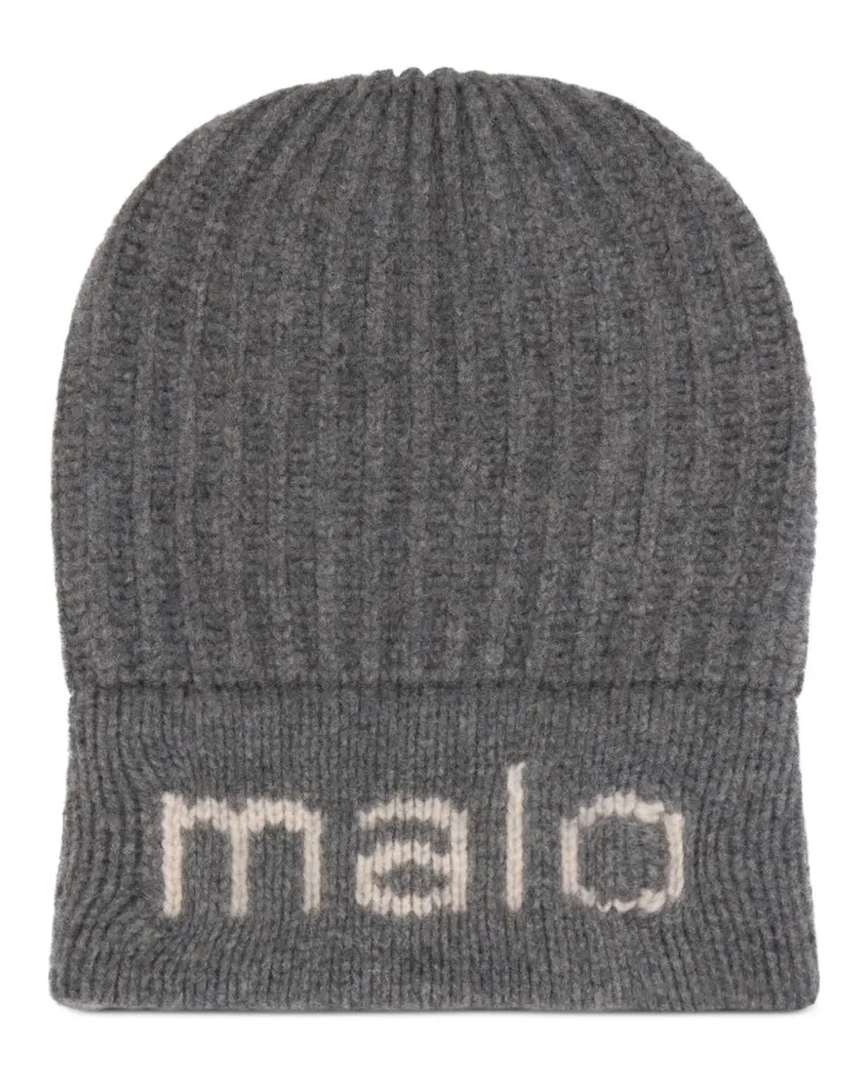 Malo ribbed logo beanie hat - Grau Grau
