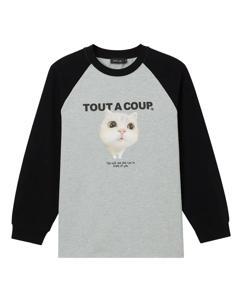 Tout a Coup T-Shirt mit Katzen-Print - Grau Grau