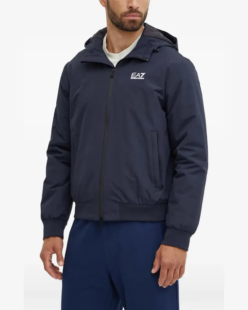 EA7 Core Identity logo-print hooded jacket - Blau Blau