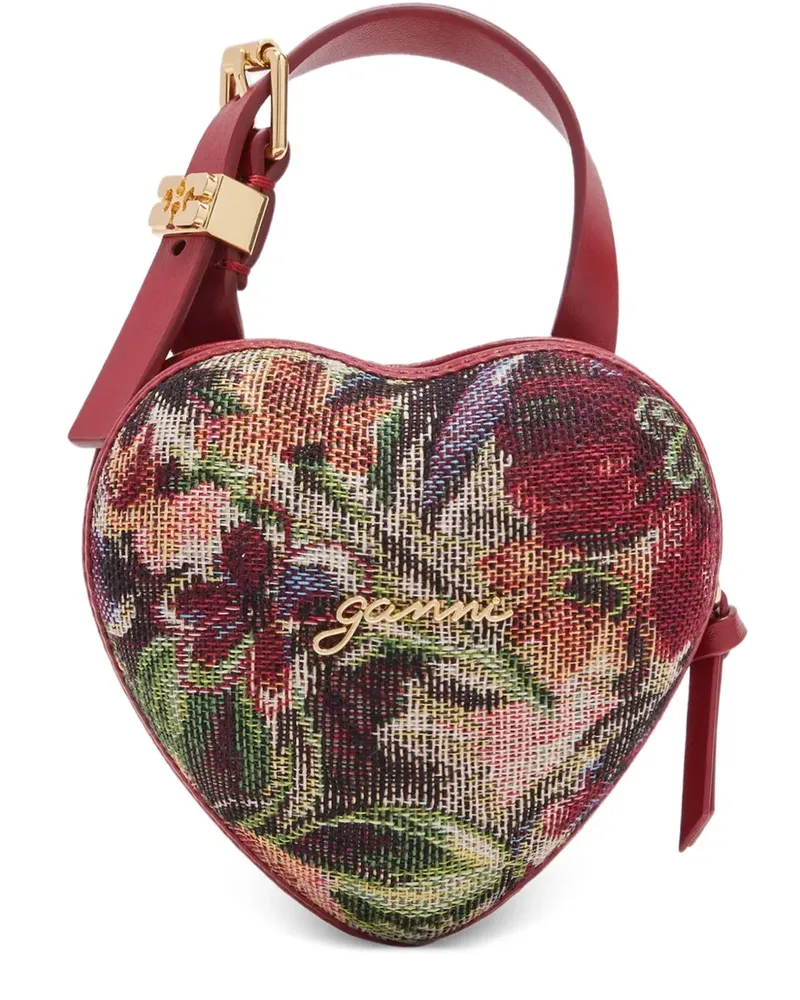 Ganni Tapestry Nano Heart Tote Bag - Rot Rot