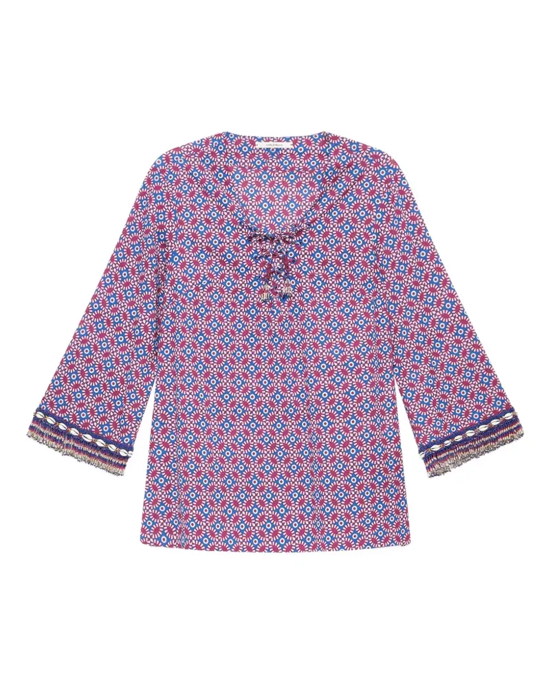 Maliparmi bead-embellished geometric-print tunic - Violett Violett