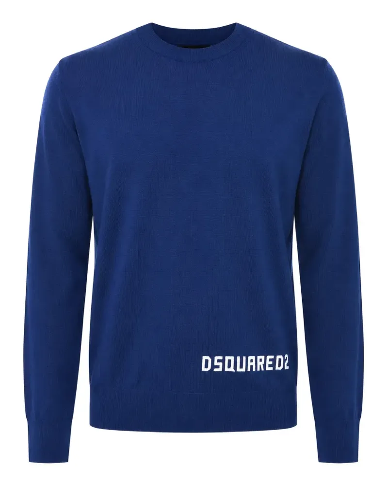 Dsquared2 Sweatshirt mit geflocktem Logo - Blau Blau