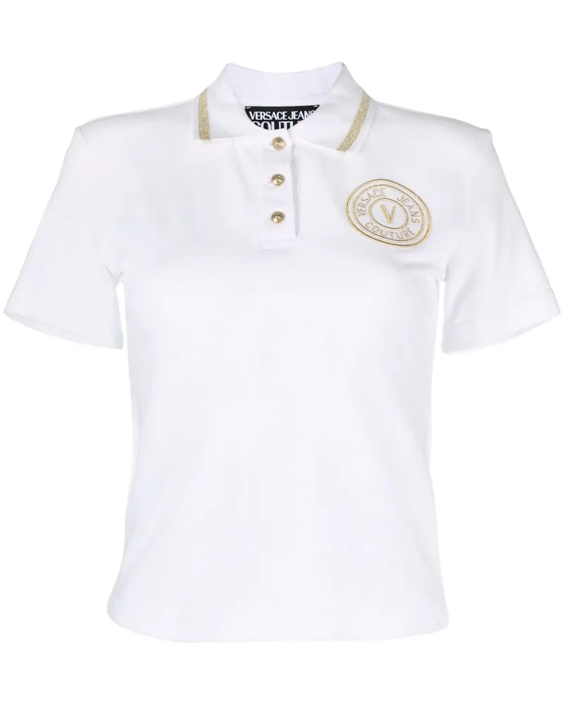 Versace Jeans Poloshirt mit V-Emblem Weiß