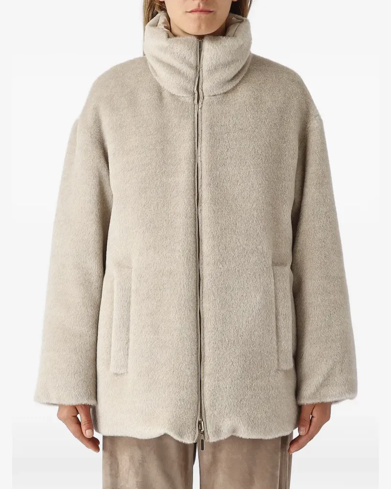 Max Mara reversible wool and alpaca puffer jacket - albino - Nude Nude