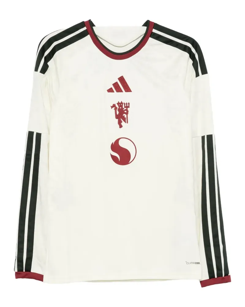 adidas Manchester United logo-print long-sleeve T-shirt - Nude Nude
