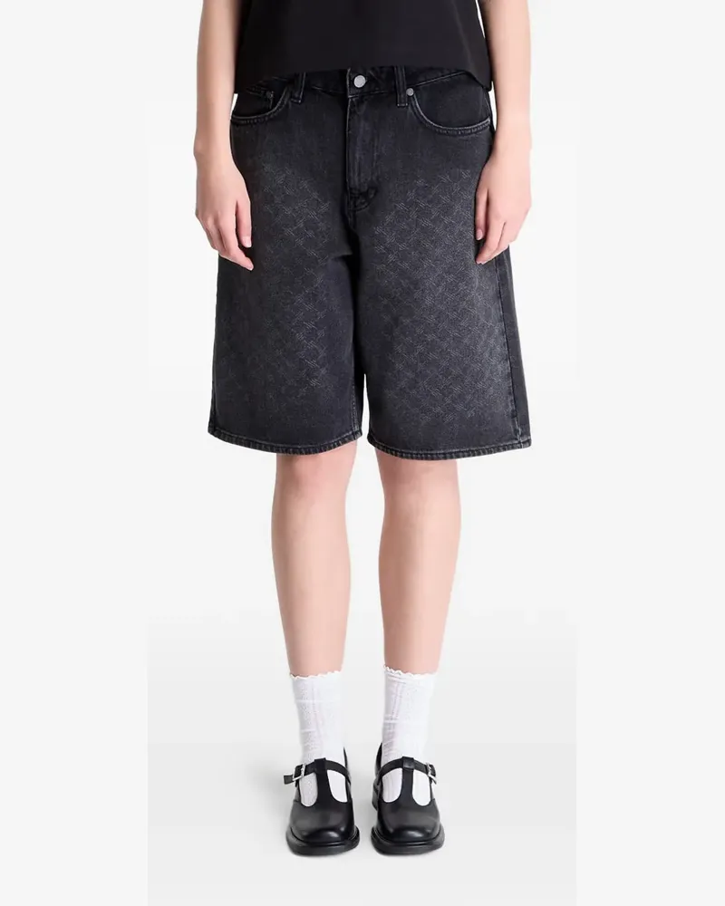 Daily Paper monogram-pattern denim shorts - Schwarz Schwarz