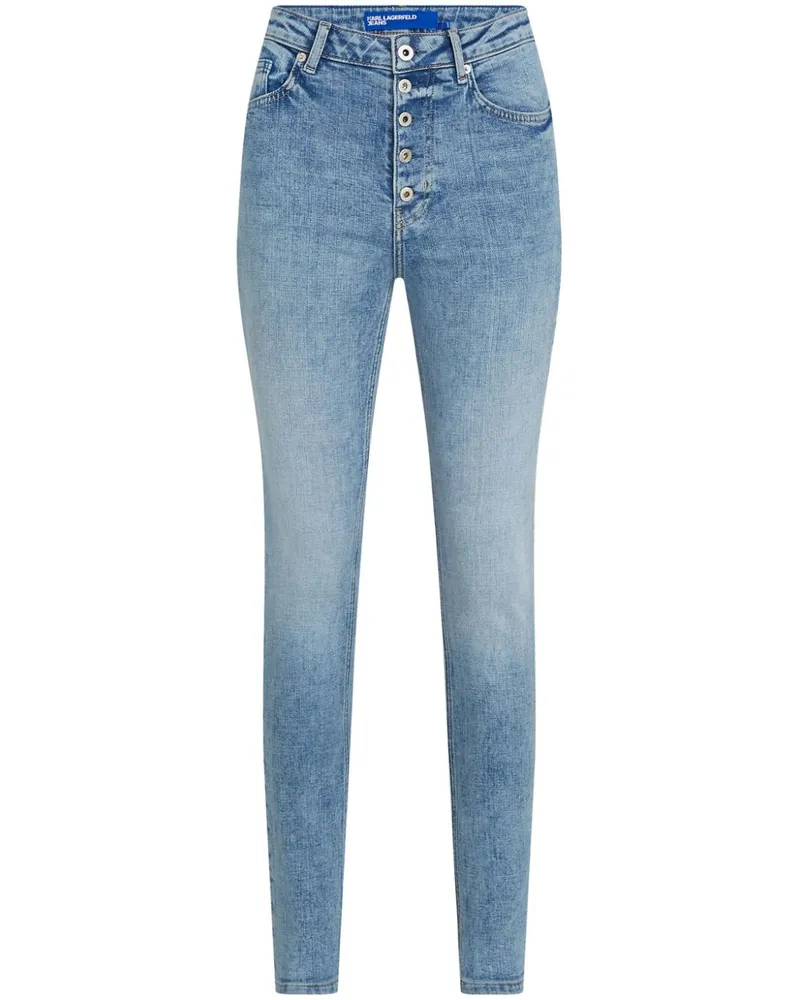 Karl Lagerfeld Skinny-Jeans mit hohem Bund Blau