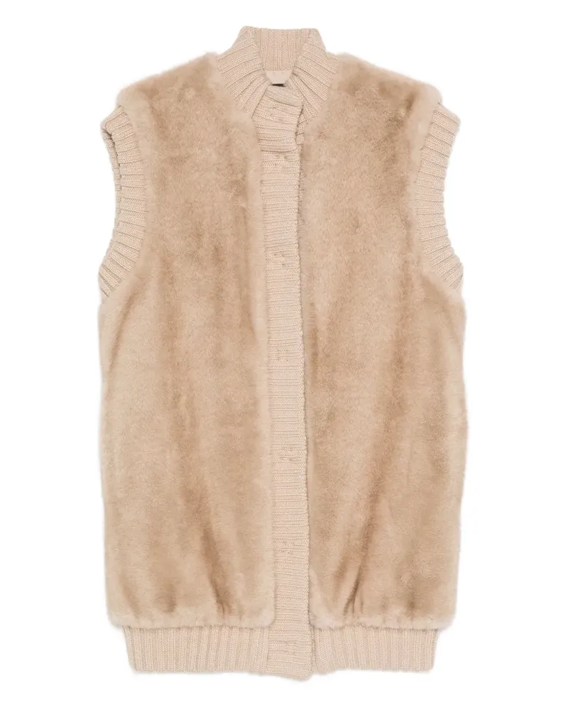 Pinko Gestrickte Weste aus Faux Fur - Nude Nude