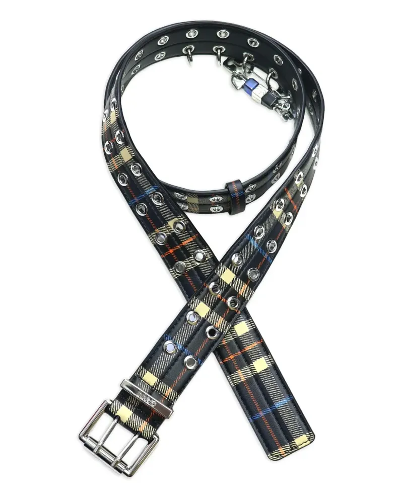 Ganni Karierter Gürtel mit Ösen - Schwarz Schwarz