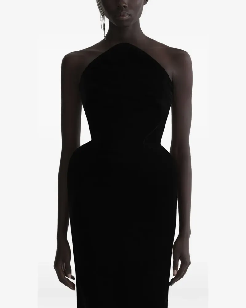 Thierry Mugler Abendkleid aus Samt - Schwarz Schwarz