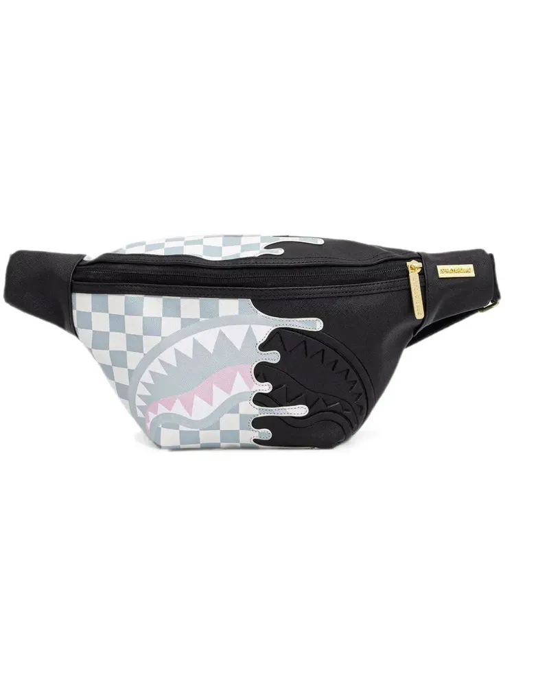 Sprayground checkered shark-motif belt bag - Schwarz Schwarz